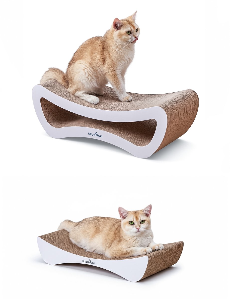 Kitty Town Duo Krabkarton Sofa wit – Krabpaal / Krabmeubel voor Katten