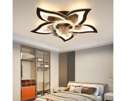 Glitzerlife - Plafond ventilator met verlichting - Moderne LED plafondlamp met ventilator - Stil 48 W - Afstandsbediening - Dimbaar - 3 kleurtemperaturen - 6 windsnelheden - Timer & nachtmodus - Zwart - Plafondlampen woonkamer slaapkamer