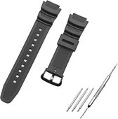 Horlogebandje - Silicone Rubberen Horlogebandje - Makkelijk Zelf te Monteren - Zwart 18mm - inclusief gereedschap voor verwijderen - geschikt voor Casio AE-1300/AE-1200, SGW-300H/400H/500H, W-218H/219H, MRW-200H