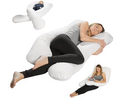 sleepling body pillow - zijslaperkussen 140x75 cm - lang kussen met afneembare hoes van katoen - als zwangerschapskussen, voedingskussen of lichaamskussen - Made in EU - 140 x 75 x 20 cm - wit