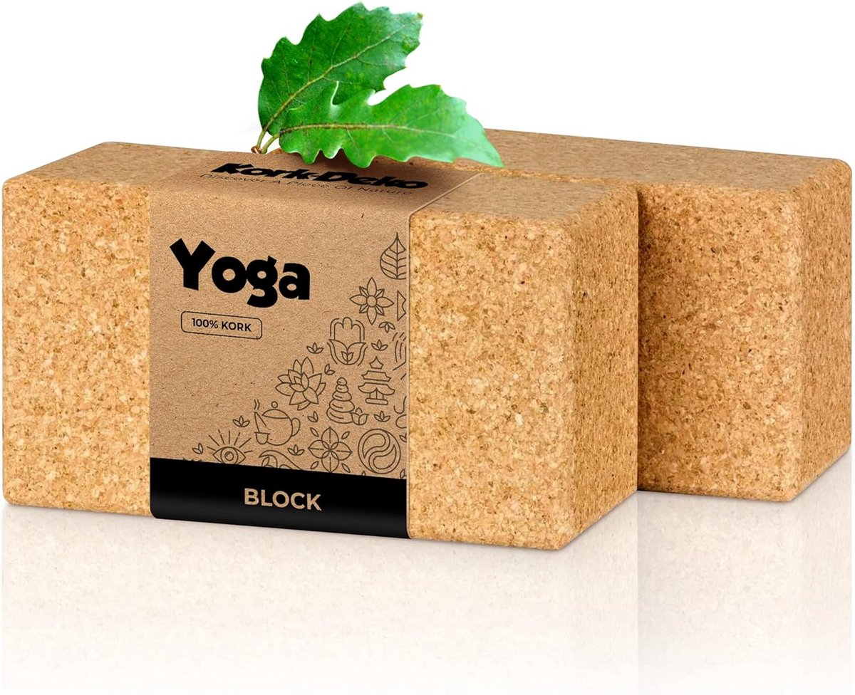 Yoga Blokken Set van 2 - 100% Natuurkurk - Antislip en Stevig voor Yoga en Pilates