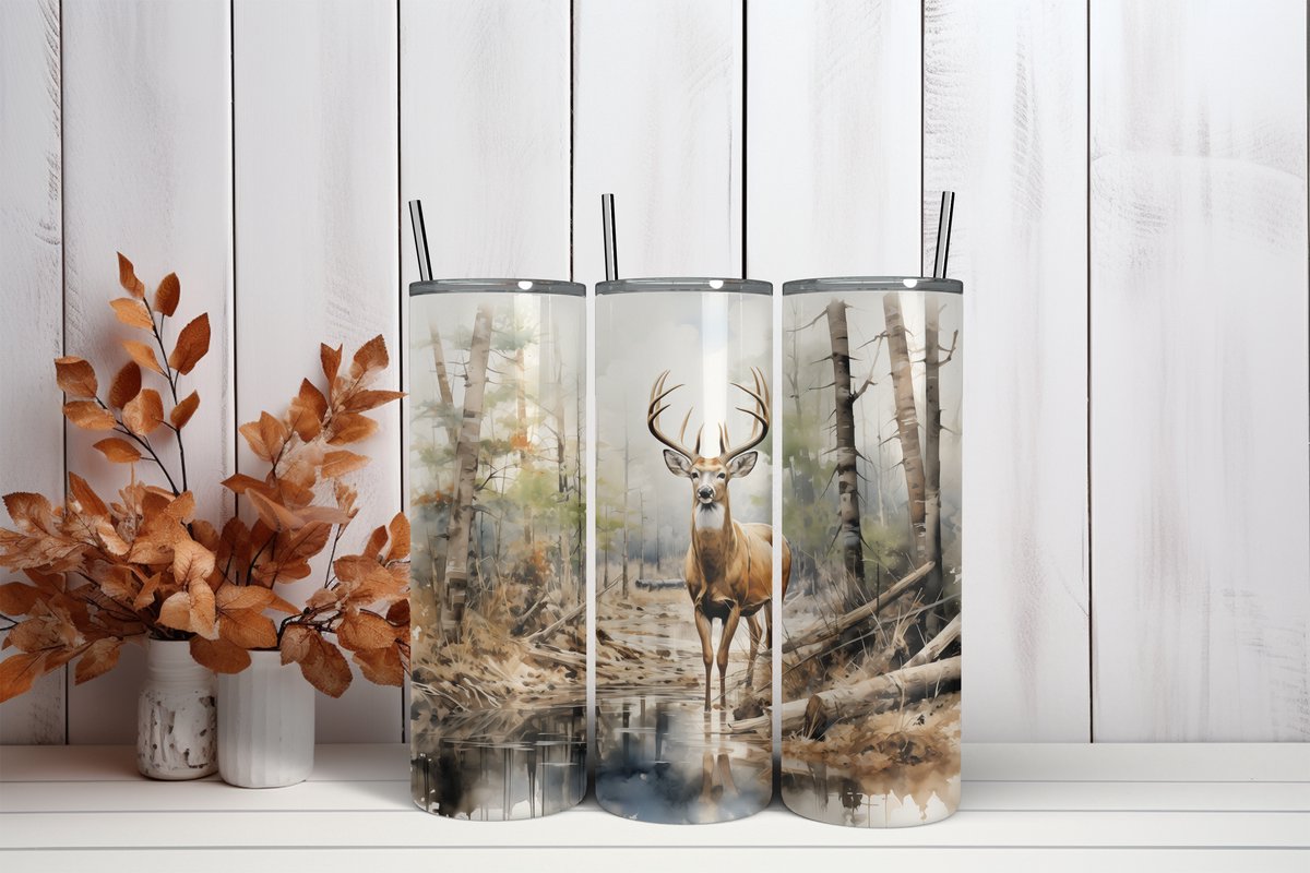 Thermosbeker Hert - 600 ml RVS Tumbler met Rietje - Cadeau - Schoolbeker - Antilek dop - Vaatwasserbestendig - Werkbeker - To go beker - Zomaar