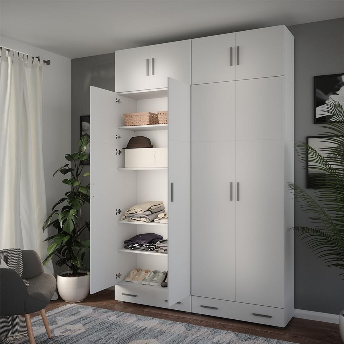 Opzetmodule Wit met 2 Deuren 80x40 cm voor Kastuitbreiding