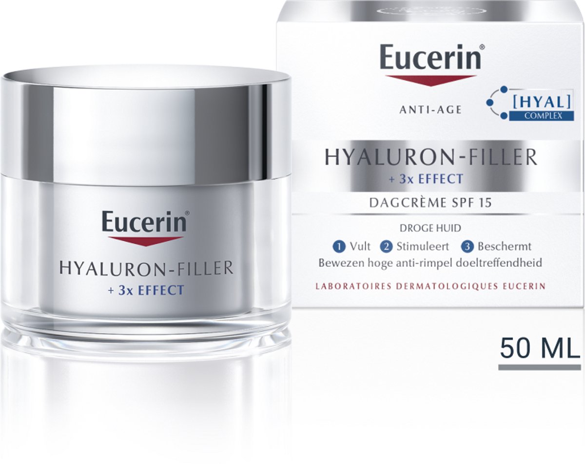 Bol.com Eucerin Hyaluron-Filler + 3x EFFECT Anti-Age Dagcreme voor Vrouwen - Droge Huid - SPF 15 - Gezichtscrème Anti-Rimpel - H... aanbieding