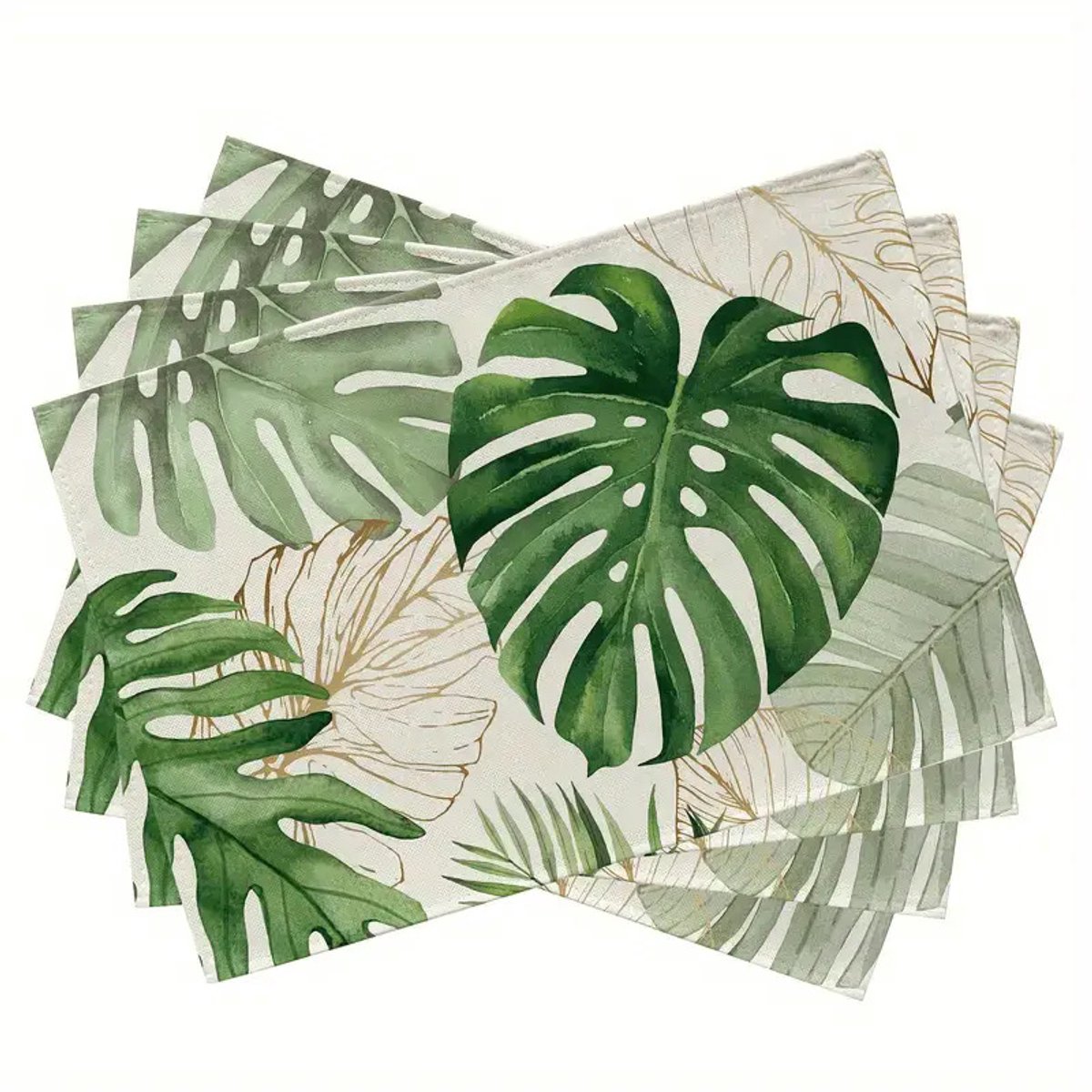 Placemats met bloemenpatroon - Linnen - Diverse kleuren - Grote placemats - 45x30cm - Set van 4