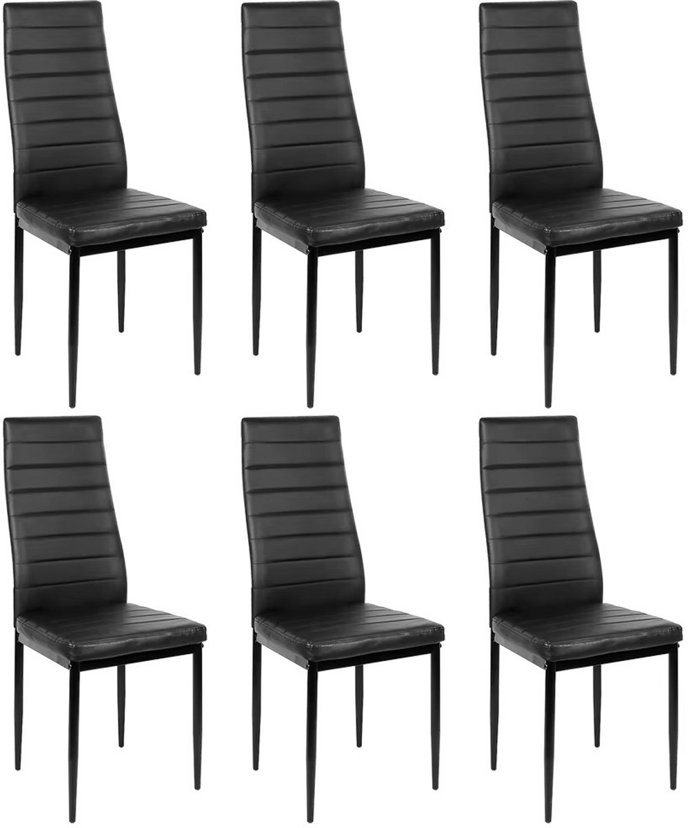 Naiz - Eetkamerstoelen - Set van 6 stuks - PU leder - Zwart - 42 x 48 x 98 cm