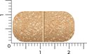 Bruine tablet met een deelbare groef, willekeurig gestippeld met lichtere en donkerdere bruine spikkels.