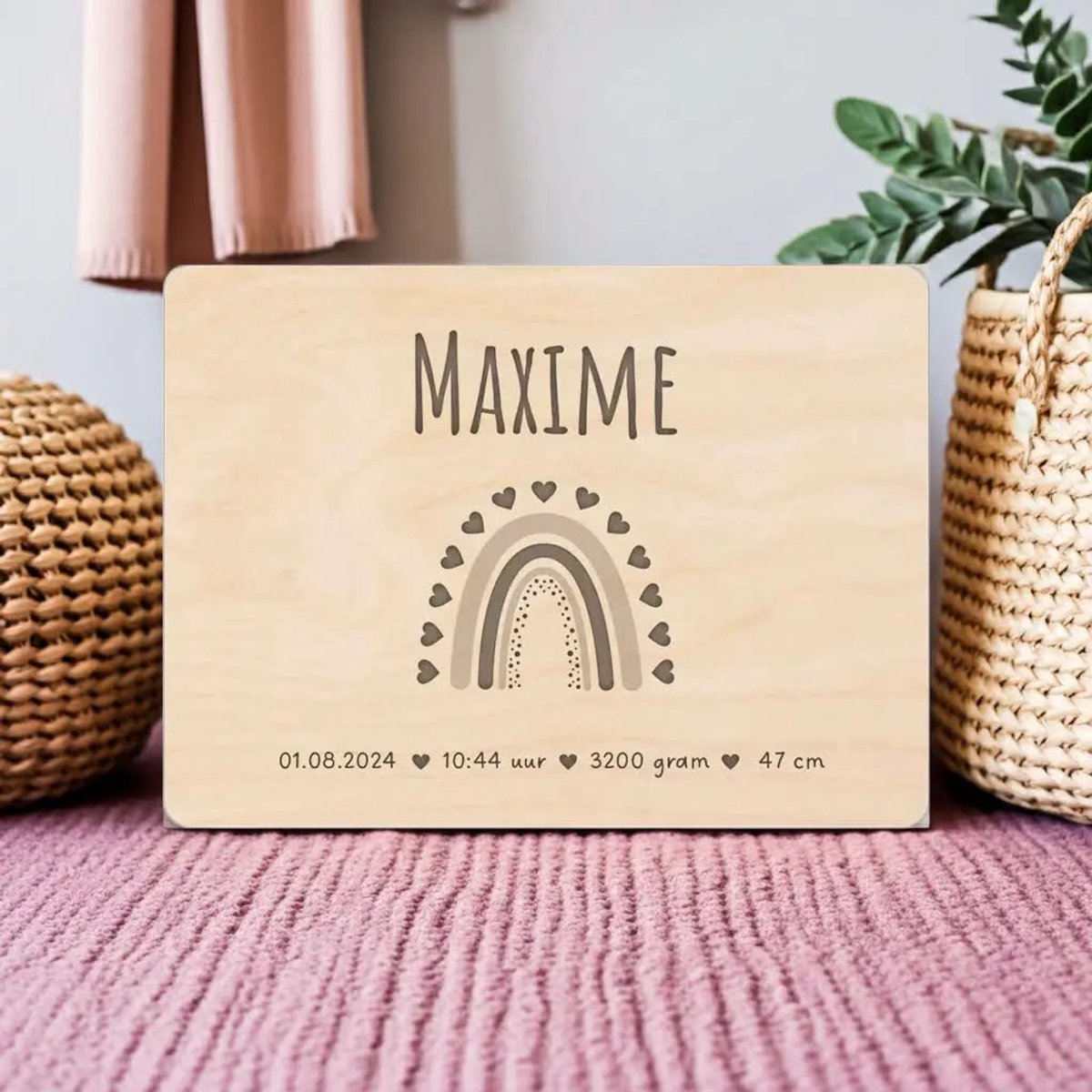 Gepersonaliseerde houten memorybox baby – kraamcadeau – naam & geboortedatum – herinneringen bewaren
