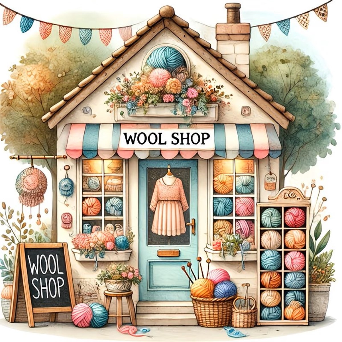 nr 484 Diamond Painting wol winkel 25x25cm (rond)