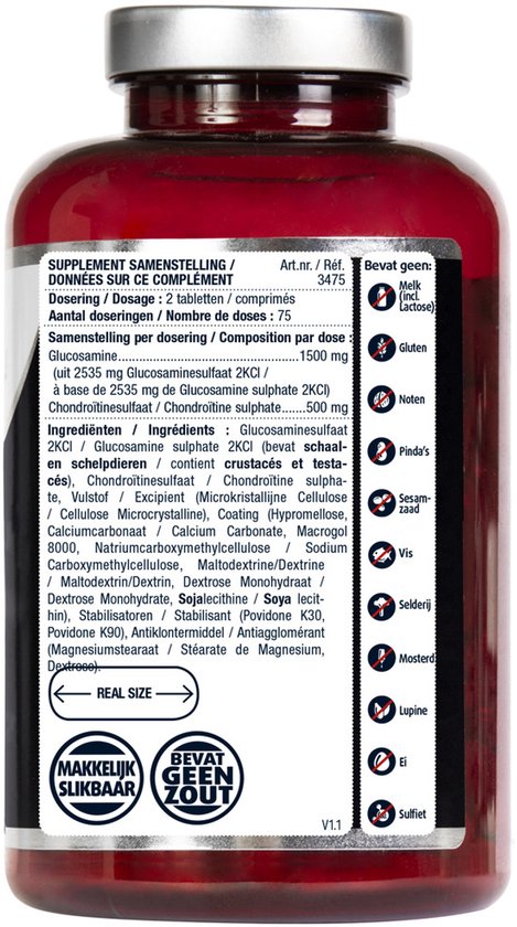 Lucovitaal Glucosamine ChondroÃ¯tine 1500/500 mg Voedingssupplement - 150 Tabletten