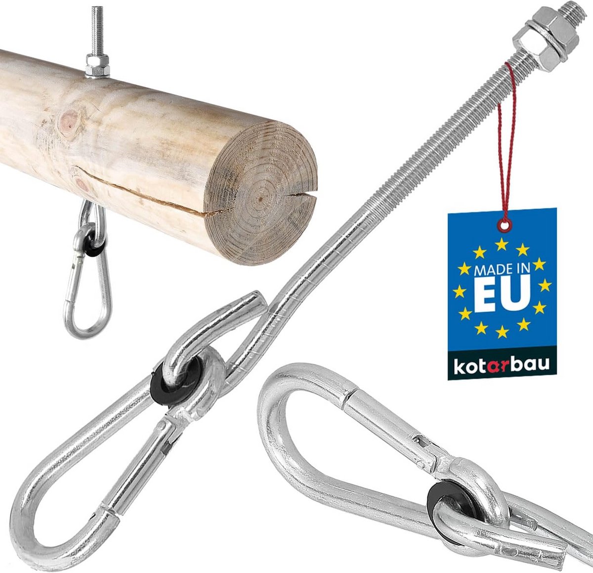 Schommelhaak M10 met bout: Robuuste Gegalvaniseerde Bliksembout voor Buiten en Binnen