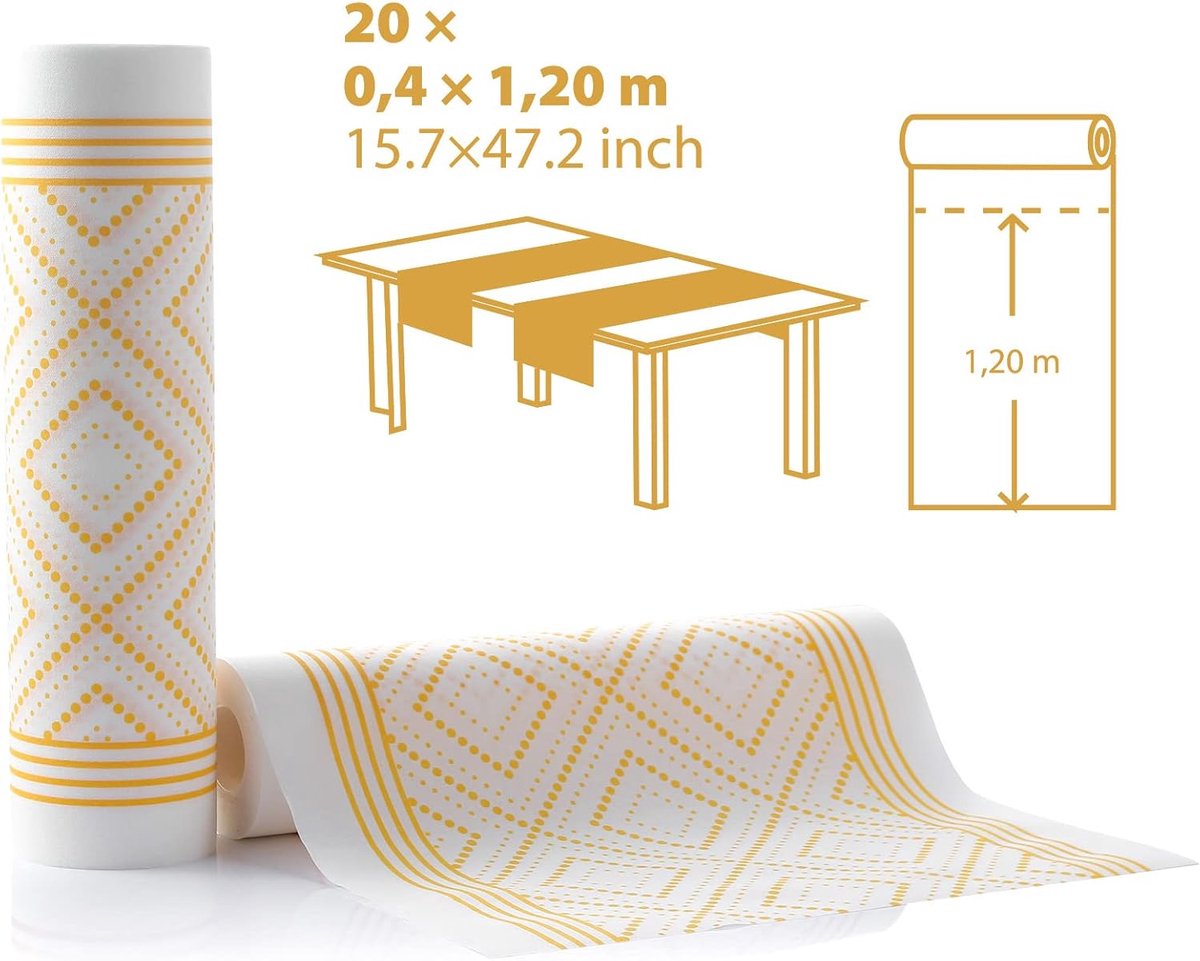 Airlaid Tafelrunner/Placemat Roll Hoogwaardig en Verstelbaar in Lengte