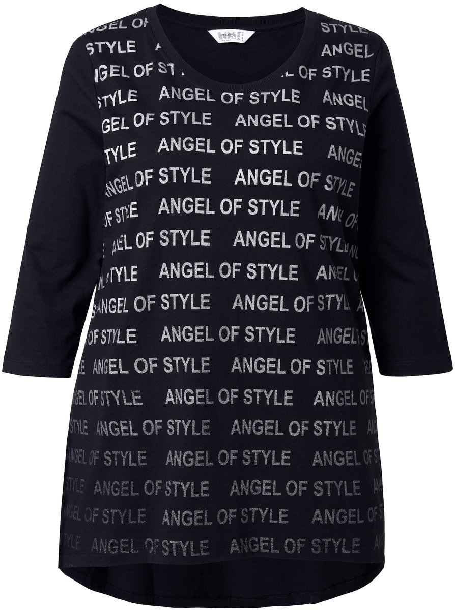 Angel of Style - Dames - T-shirt A-lijn Angel of Style-tekstmotief - Zwart - Maat 42