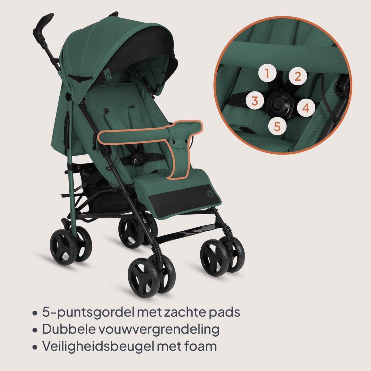 Lionelo Irma - Buggy - Wandelwagen- Lichte 7kg - tot 15 kg - Geveerde wielen - 360° - tot 5 jaar - Opbergmand - Verstelbare handgreep - Snel inklapsysteem - Compact formaat – foto 8