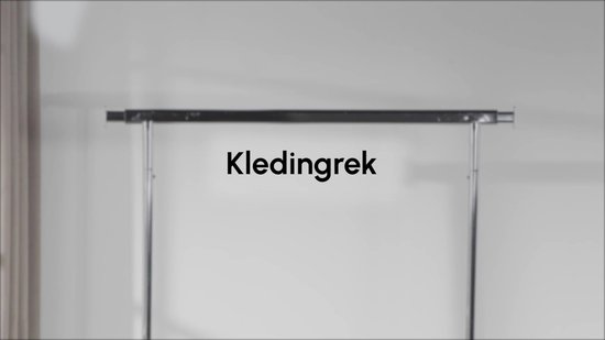 Kledingrek op Wieltjes – Stalen Kledingstang - Opbergplateau – Zilver – Bodo