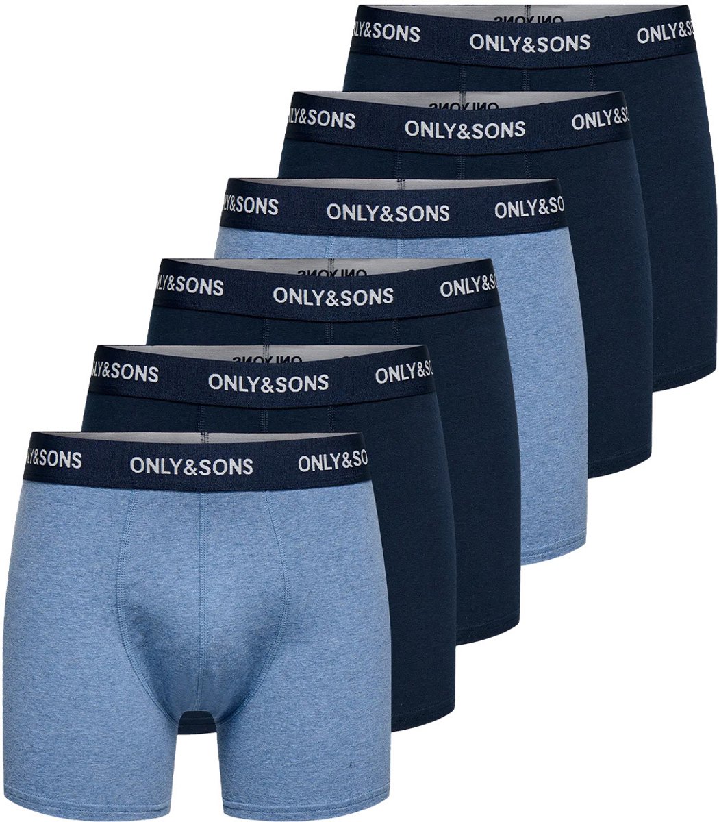 Only & Sons Heren lang short / pant 6 pack ONSFITZ SOLID BOXER