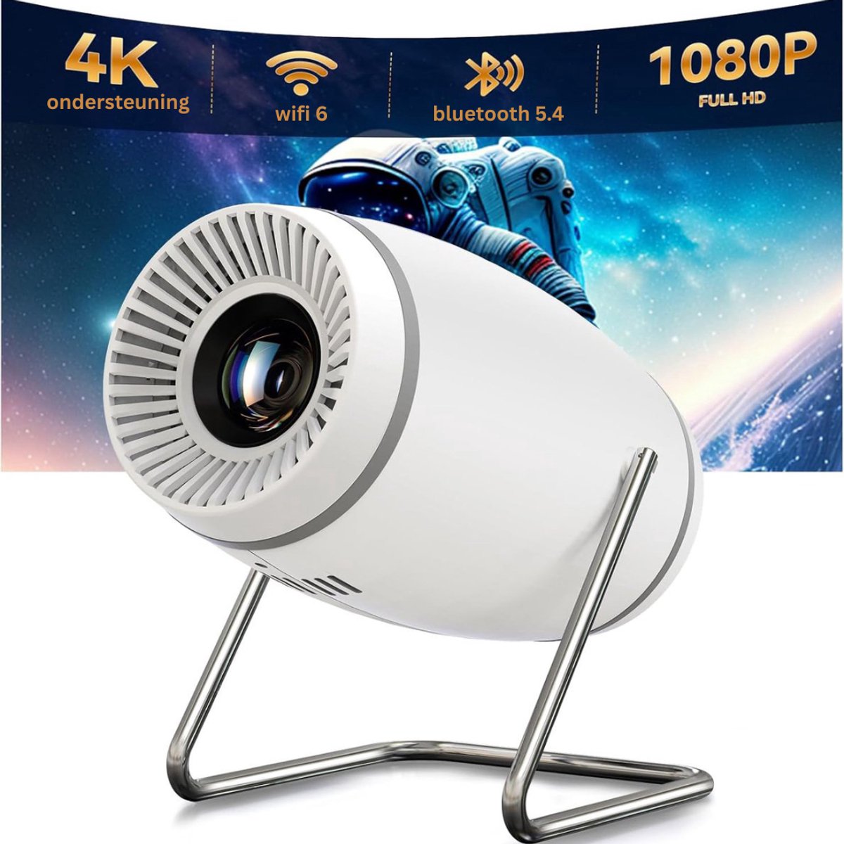 NBAP® Mini Beamer - Projector met Wifi - Bluetooth - Wit