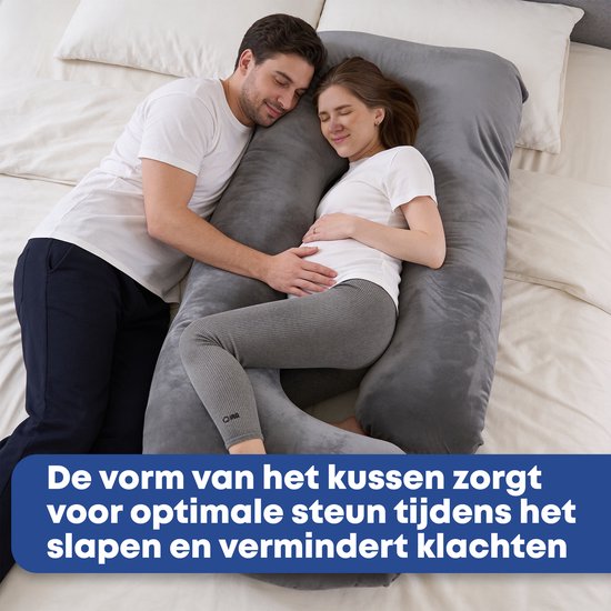 Earkings Zwangerschapskussen Zijslaapkussen 140x80cm G-vorm met Afneembare hoes - Body Pillow donkergrijs van Earkings — afbeelding 2