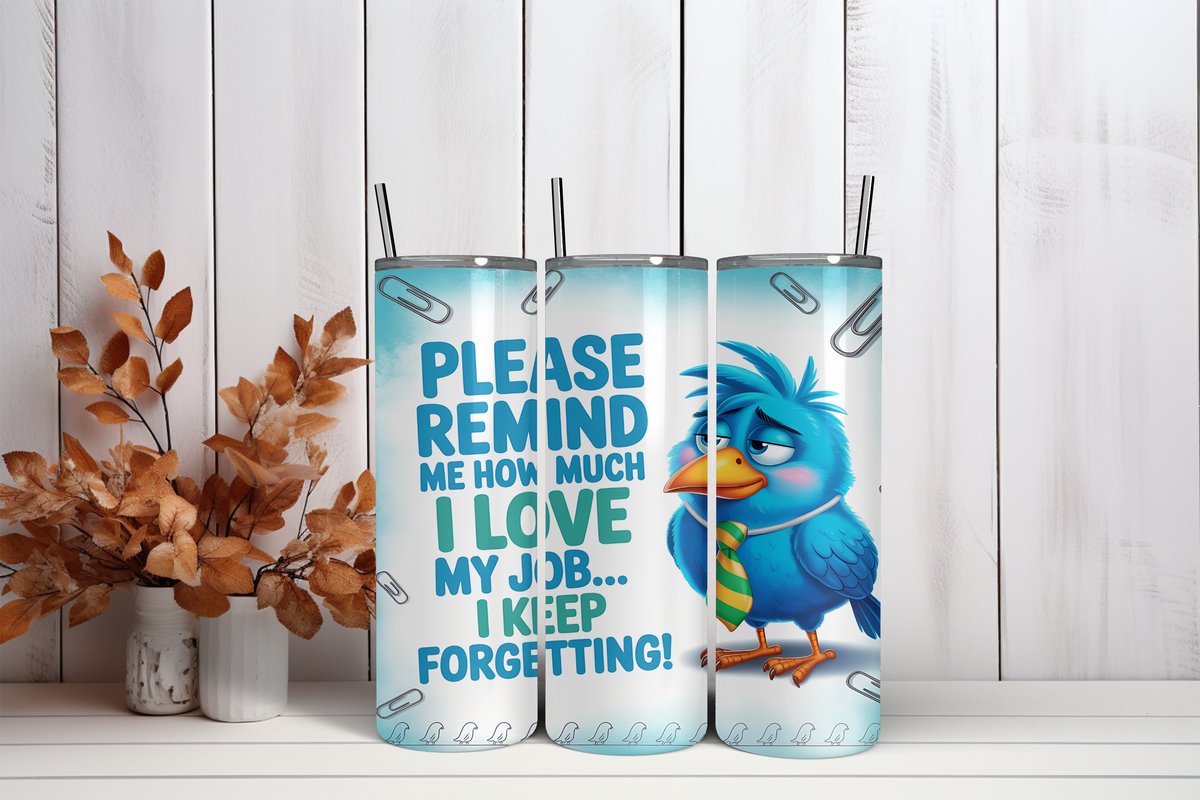 Thermosbeker Please remind me Job - 600 ml RVS Tumbler met Rietje - Cadeau - Schoolbeker - Antilek dop - Vaatwasserbestendig - Werkbeker - To go beker - Zomaar