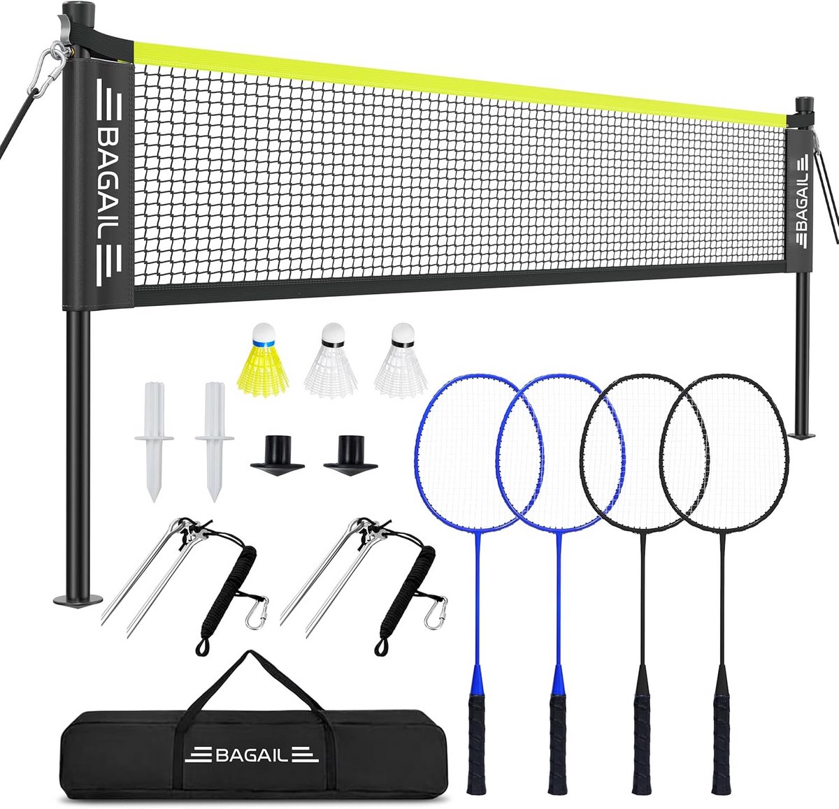 Volledige Badmintonset voor Buiten met Officieel Net en Accessoires