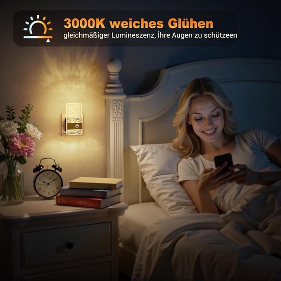 Dimbare Led Nachtlamp met Bewegingssensor en Schemersensor voor Stopcontact, Warm Wit Licht van Merkloos — afbeelding 3