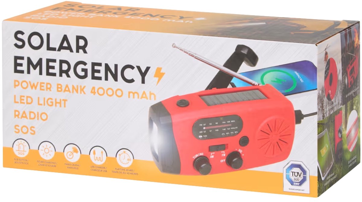 Multifunctionele Solar Noodradio – Zonne-energie, USB-Powerbank & LED-Zaklamp