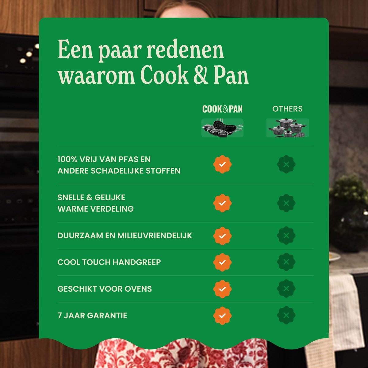 Cook & Pan 9-Delige Pannenset Zwart - PFAS vrij - Alle Warmtebronnen - Pannen Set met 7 jaar Garantie - Krasbestendige Anti Aanbaklaag - Vaatwasserbestendig - Gas, Inductie, Elektrisch, Oven - Koekenpan, Wokpan, Steelpan, Hapjespan, Kookpot – foto 4