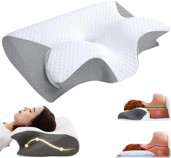 Ademvrij Hoofdkussen - Vlinderkussen - Anti Snurk - CPAP Kussen ✓ Orthopedisch Traagschuim Nekkussen - Ergonomisch Vlinder Slaapkussen - Cervicaal Hoofdkussen - Memory Foam Voor Nekklachten - Comfortabel Bedkussen - Ademvrij Hoofdkussen Apneu