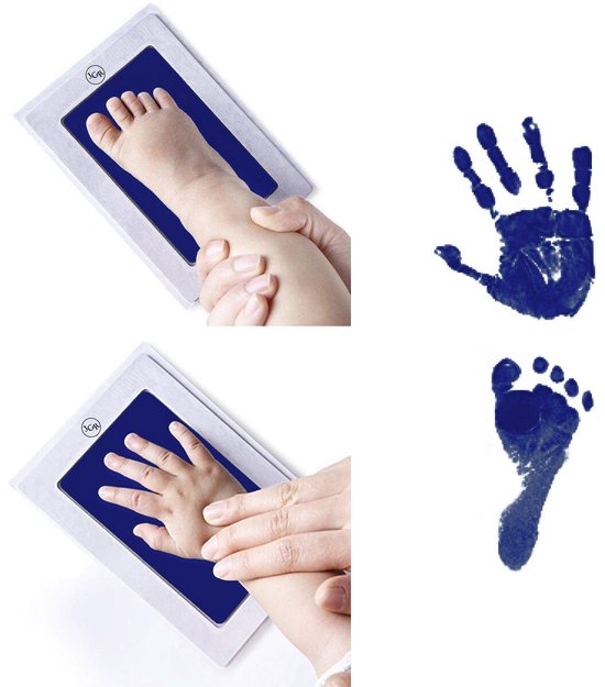 JGR - Baby handafdruk - Baby voetafdruk - Blauw -Set - Baby Art - Kraamcadeau - Babyshower Cadeau - Inktafdruk - Pootafdruk Hond & Kat - Inclusief beschrijving Nederlands/Engels van Merkloos — afbeelding 4