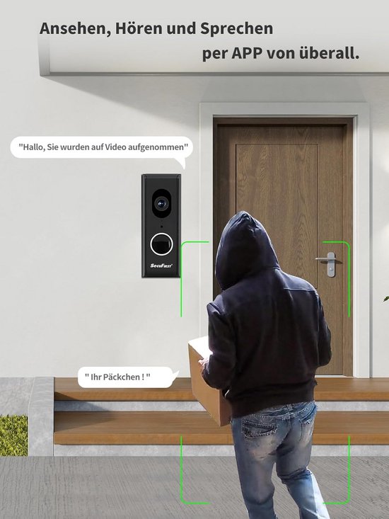 Slimme Videodeurbel met Camera, Wifi en Draadloze Gong van Merkloos — afbeelding 4