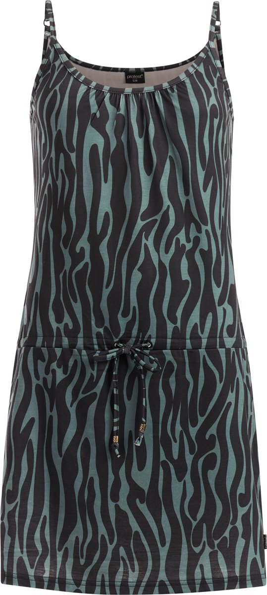 Protest PRTBounties Mini-jurk Dames Normale pasvorm Knielengte Spaghetti bandjes Crème Zwart