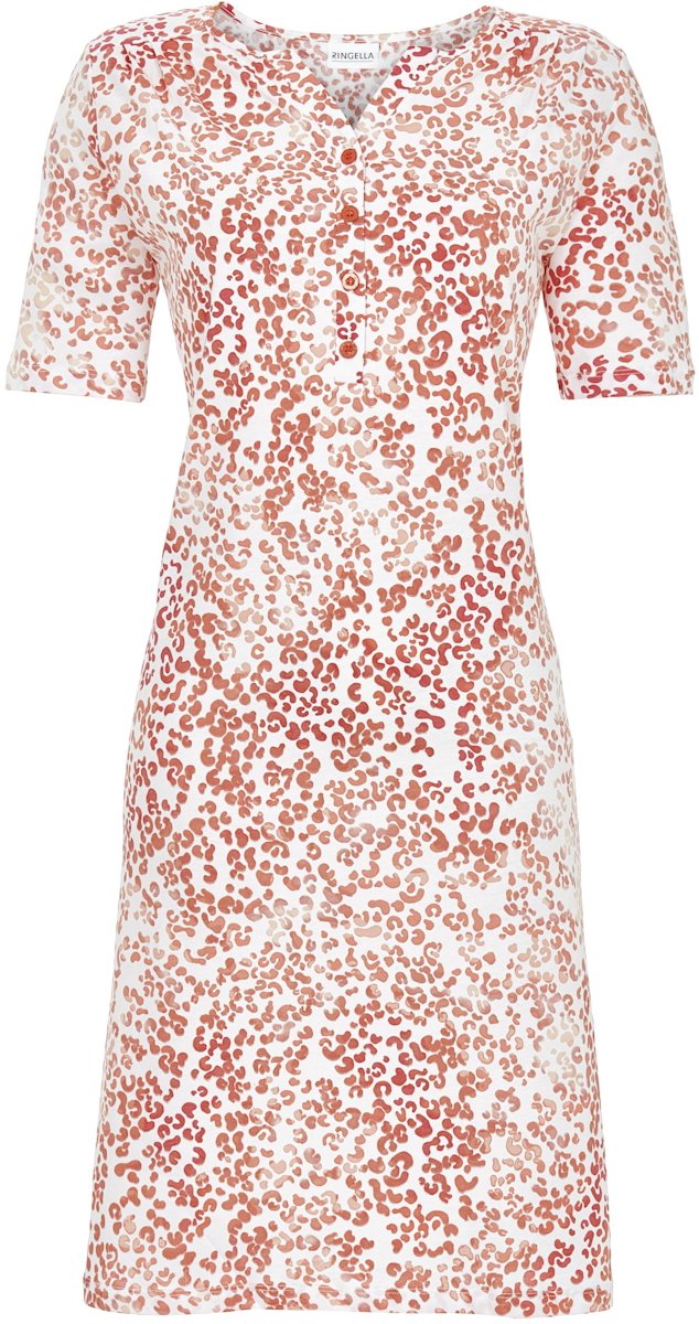 Ringella Katoenen nachthemd rood panterprint - Rood - Maat - 38