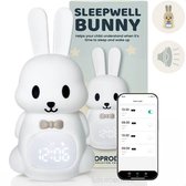 Slaaptrainer Kinderen - 4 In 1 Met App & White Noise - Kinderwekker - Slaapwekker – Dimbaar Nachtlampje - Sleepwell Bunny