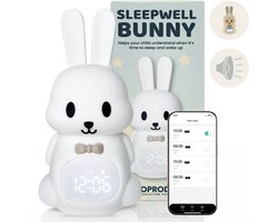 Slaaptrainer Kinderen - 4 In 1 Met App & White Noise - Kinderwekker - Slaapwekker – Dimbaar Nachtlampje - Sleepwell Bunny
