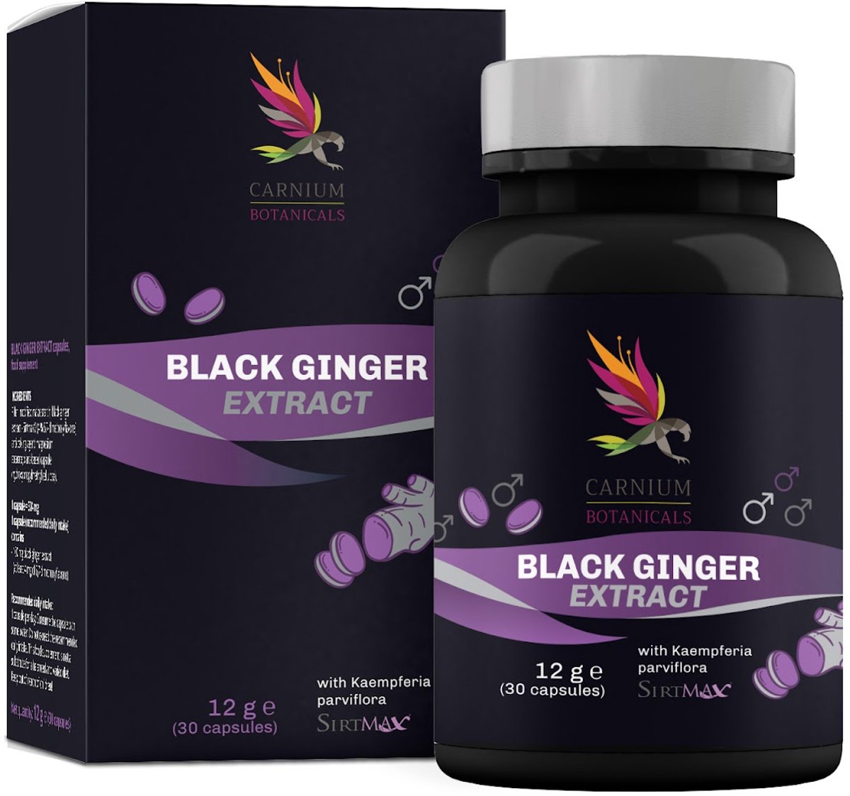 Carnium Botanicals Black Ginger Extract - Sirtmax® met 4% 5,7-Dimethoxyflavone - 60 Capsules - 60 Dagen