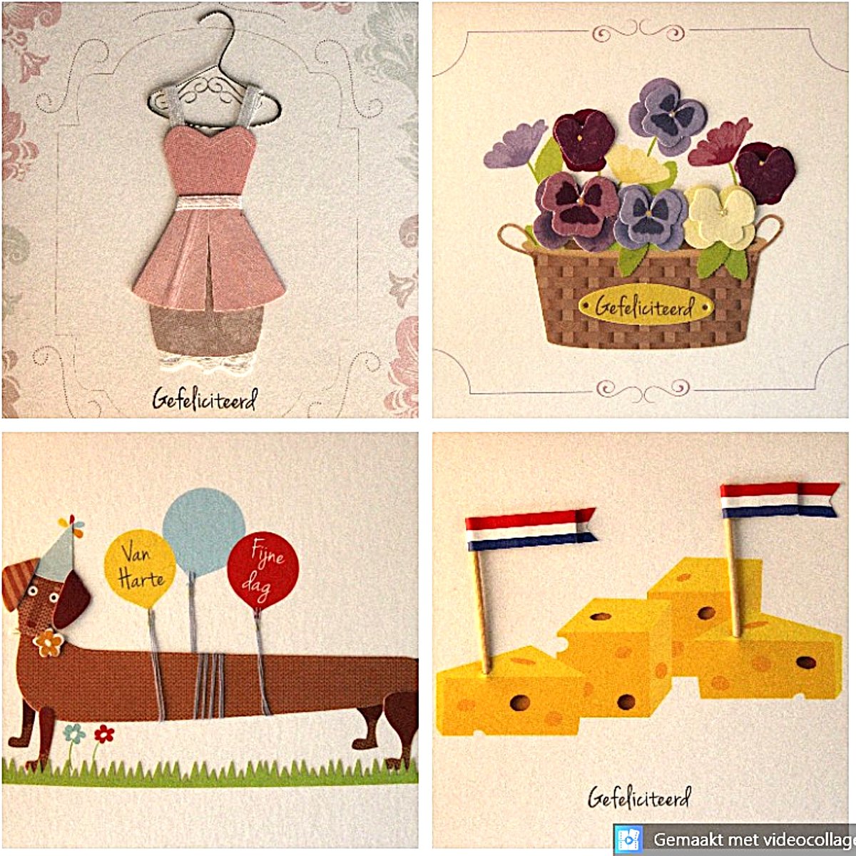 4 Luxe Wenskaarten Paperclip Paperwork Verjaardag - Kaart - Verjaardagskaart - Wenskaart Set - 4 Motieven - Greeting Card - Grusskarte - Carte De Vœux - Dubbele Kaart - Rechthoek - Met Envelop - 15x12cm - Gratis Verzonden