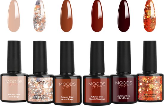 Moods Gellac 6-delige Set - Gellak Starterspakket - Gel Nagellak - 8ML - Autumn Glow - Gellac - Nagels - Chique Kleuren