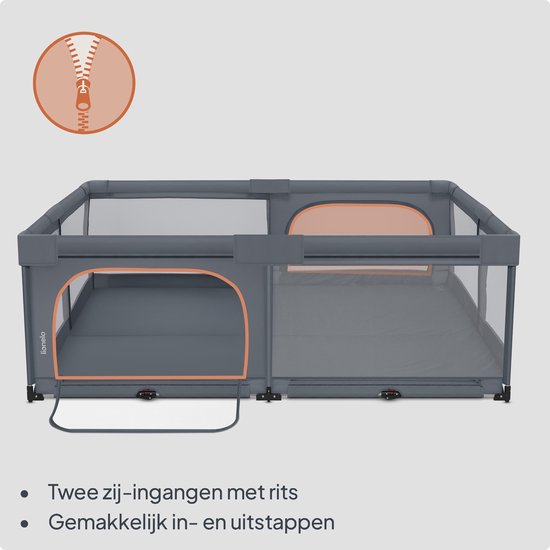 GOPLUS Babybox van 189 x 158 cm, met ademend net, 4 ritsdeuren, draagtas, 50 ballen, 4 handgrepen, beschermrooster voor baby's van 0-3 jaar (zonder matras, groen