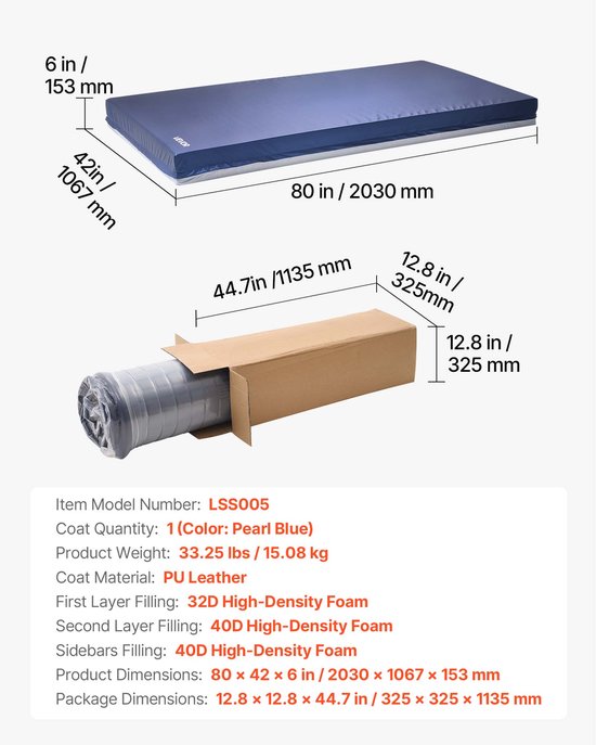 VEVOR Verpleegmatras Medisch Matras Ziekenhuis 2030x1067x153mm Bakken van Vevor — afbeelding 3