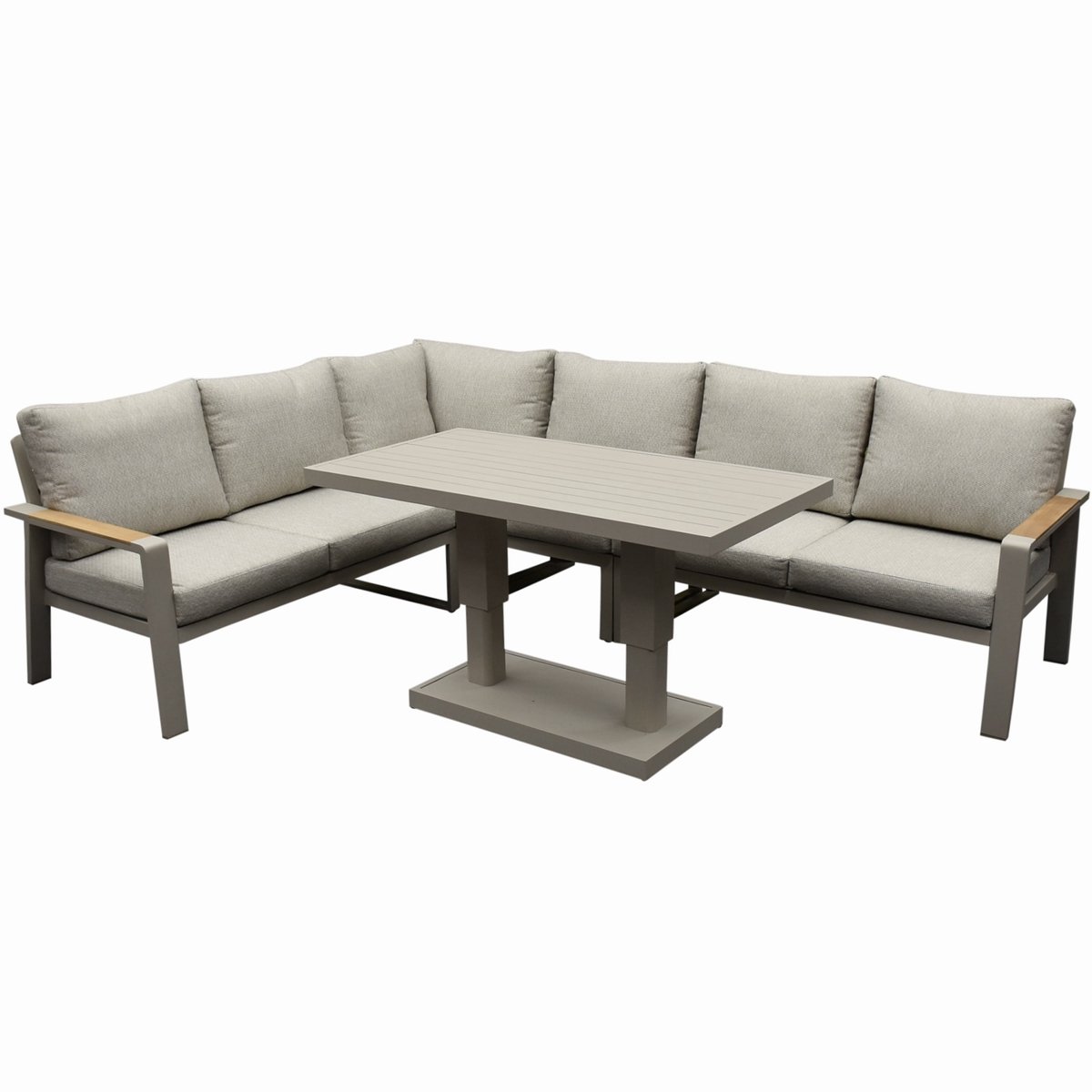 Lola dining hoek loungeset 5 delig verstelbare tafel latte zand
