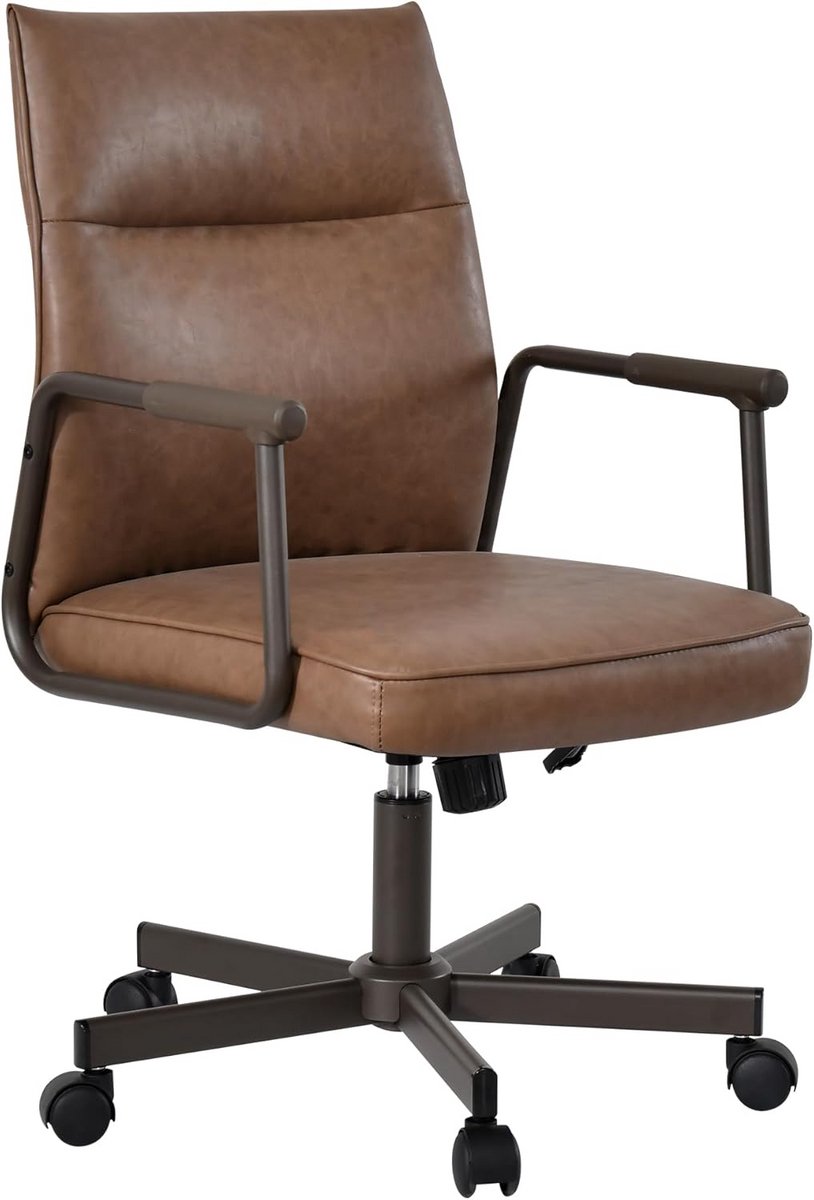 Ergonomische Bureaustoel 360 Graden Draaibaar en In Hoogte Verstelbaar PVC Bruin