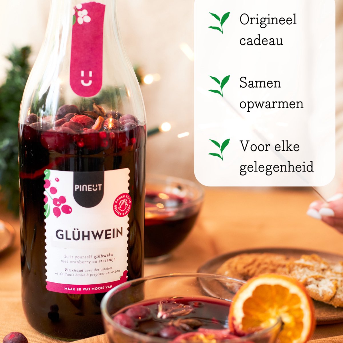 Pineut Glühwein Kruidenmix BIO in Karaf – Zelf Rode Glühwein Maken – Kerstcadeau — cadeau in Kookcadeaus - foto 3