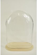 SHUESS Glazen bel met zwarte houten bodem, 26 cm hoog, glazen koepel en stolp, transparante bel voor verlichting en decoratie