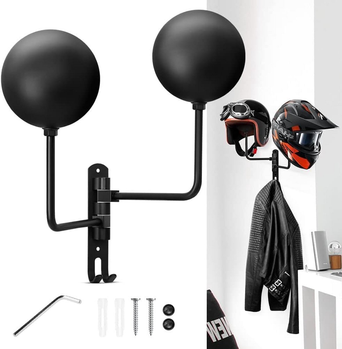 Wandhouder voor Motorhelm en Hoed - Stevige Metalen Ophanging