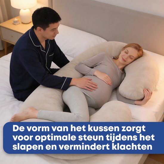 Earkings Zwangerschapskussen Zijslaapkussen 140x70cm C-vorm met Afneembare hoes - Body Pillow lichtgrijs van Earkings — afbeelding 2
