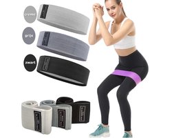 CUBEXCOM® Weerstandsbanden Set, Resistance Band, Set van 3 stuks, Antislip Weerstandsbanden, Fitness Elastiek Booty Band, Weerstand Banden, Sport Banden, Home Workout, Stretch Band, met Opbergtasje, Creme, Grijs, Zwart