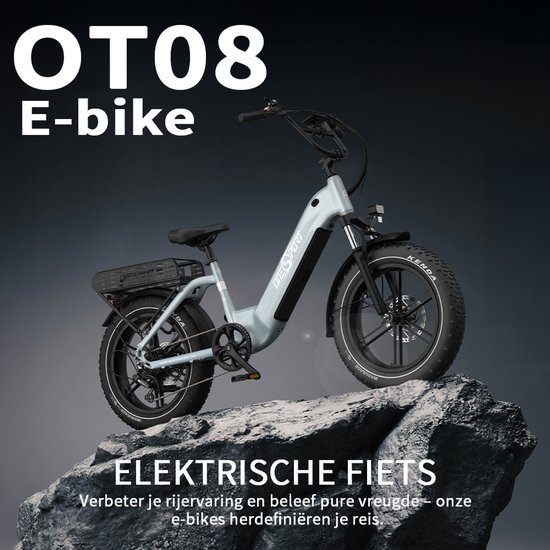Elektrische Fiets ONESPORT OT08 - Krachtige 864Wh Verwijderbare Accu - 100 km Actieradius - 20x4.0 Inch All-Terrain Banden - Shimano 7 Versnellingen - Hydraulische Schijfremmen - Aluminium Frame - Grijsblauw van Merkloos — afbeelding 5