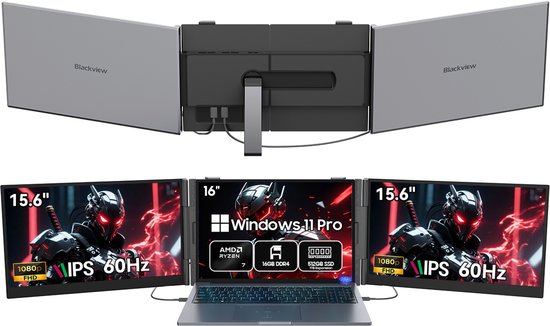 Blackview GamiBook8 Gaming Laptop (AMD Ryzen7 7735HS/16G/512G) + DCM8 15,3" Dubbele Draagbare Monitor Set, Professioneel Gaming & Creatie Accessoires (Laptop Tas/Muis/Toetsenbordstickers, Grijs) - Blackview - Hoofdafbeelding