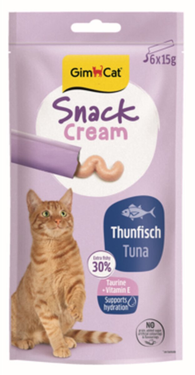 GimCat Kattensnack Cream Tonijn - 8 x 6 x 15 gr - Voordeelverpakking