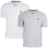 2-Pack Donnay - T-shirt (Berno) - Sportshirt - V-hals shirt - Heren - White/Light grey (637) - maat XXL